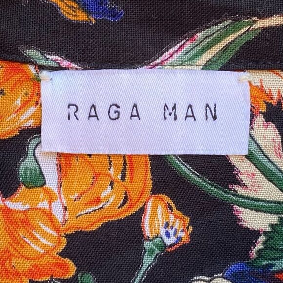 MEN'S RAGA MAN: BLACK FLORAL PRINT LONG SLEEVE SHIRT. MEDIUM. NWT - Picture 5 of 5